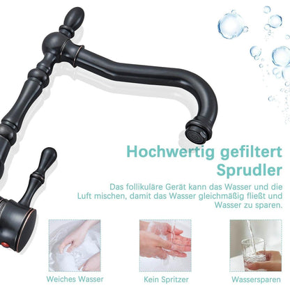 Antiker Bad-Einhebelmischer Schwarz Messing 360° Schwenkbar
