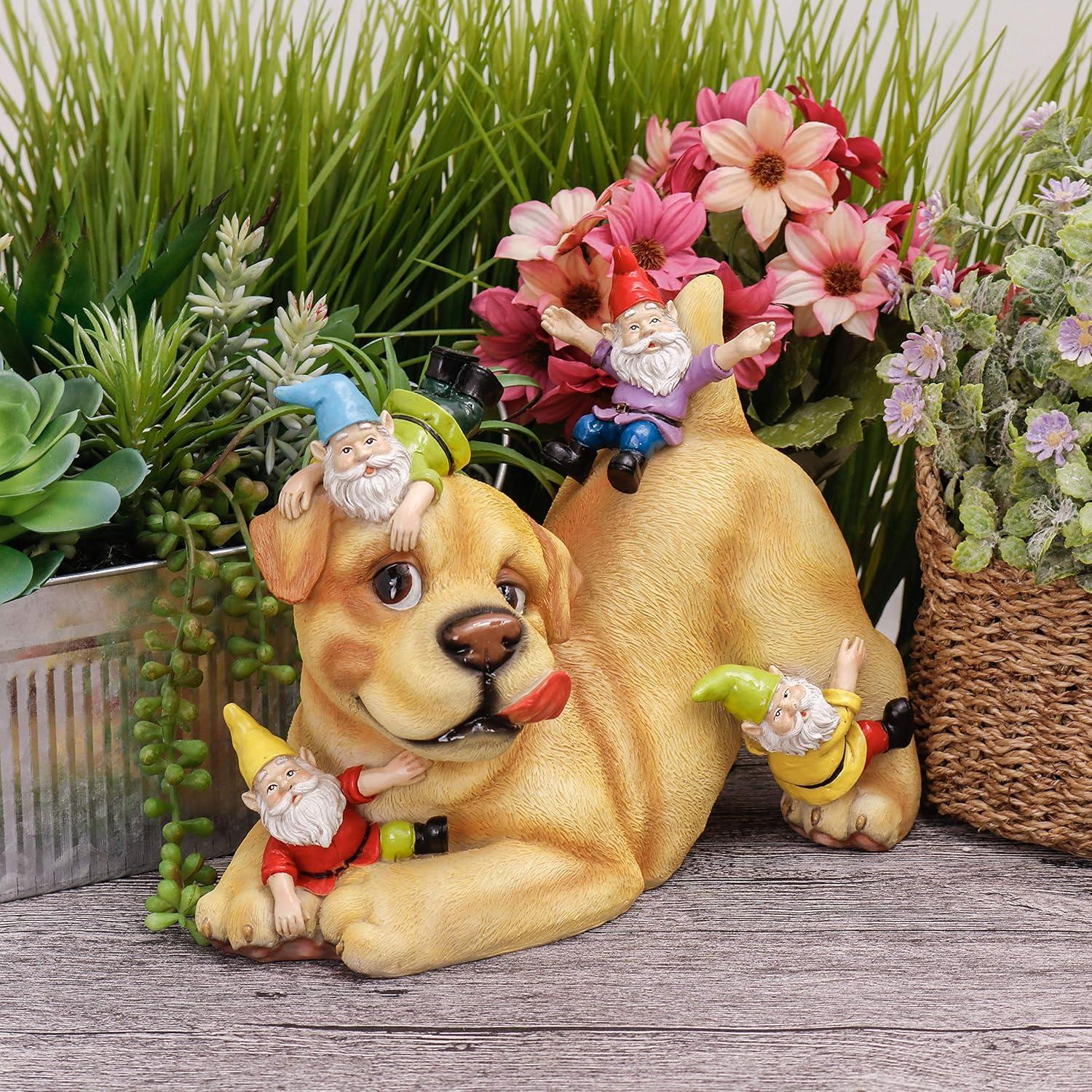 Gartenfiguren Hund Zwerge Feengarten Gartendeko 22cm