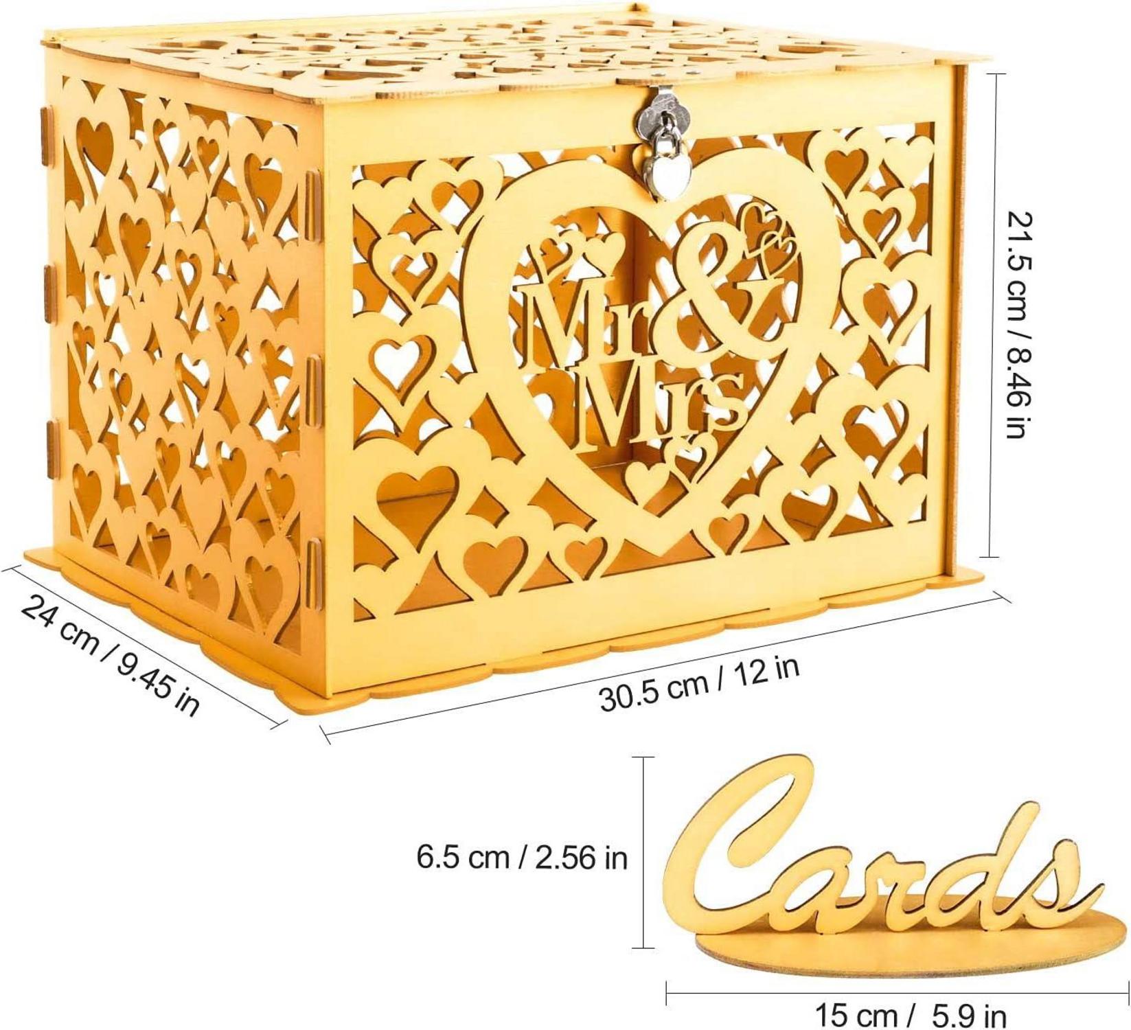 Vintage Holz Hochzeit Geschenkkartenbox mit Schloss Schlitz