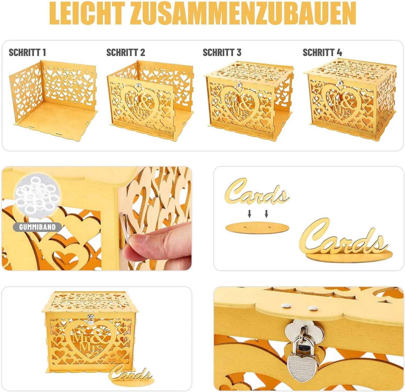 Hochzeit Geld Geschenkkartenbox Holz Vintage Box Schlossclamp Schlitz