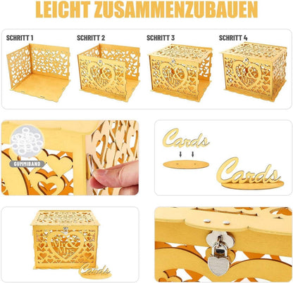 Hochzeit Geld Geschenkkartenbox Holz Vintage Box Schlossclamp Schlitz