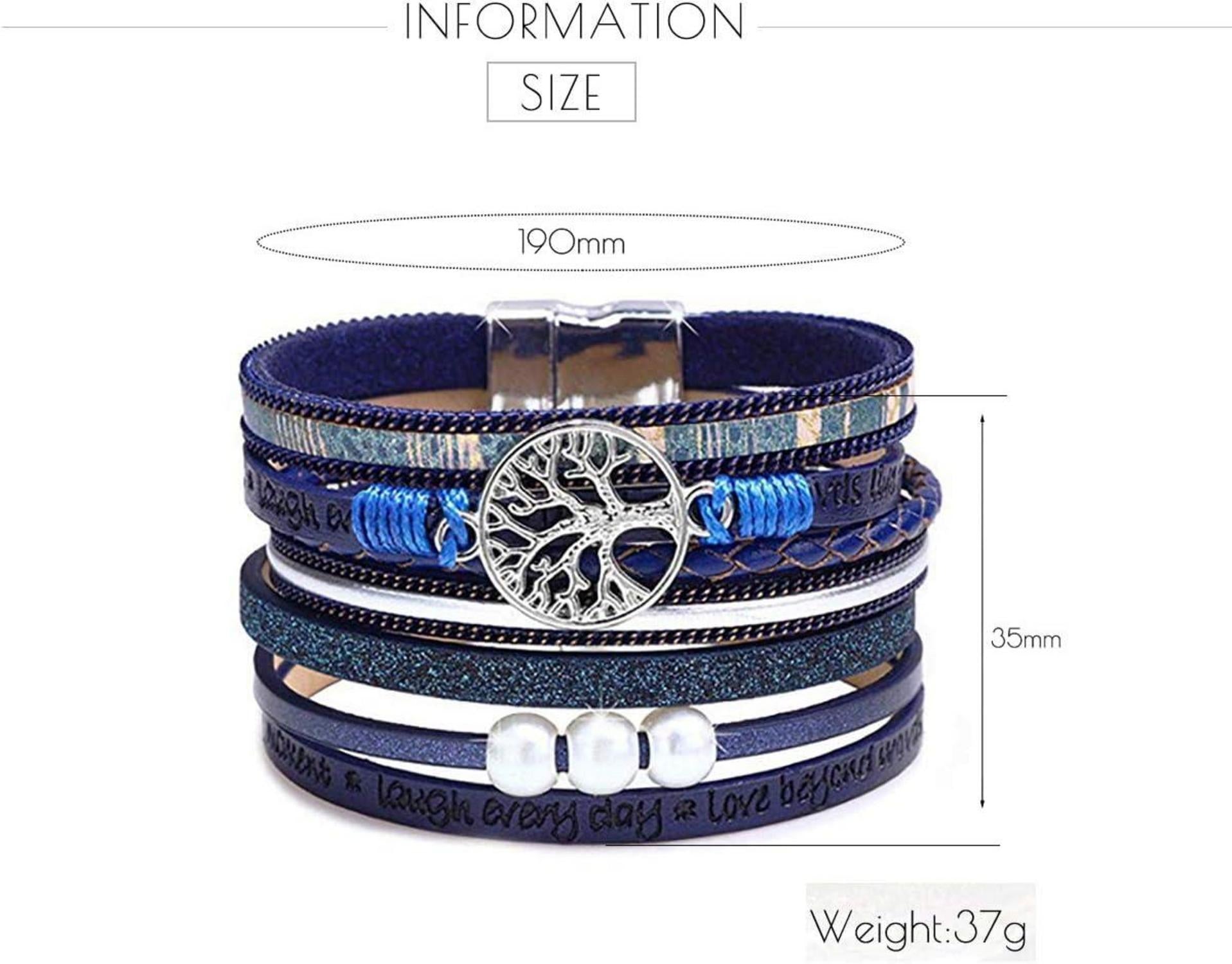 GW Leder Wrap Armband für Frauen in Blau - Handgemachtes