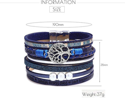 GW Leder Wrap Armband für Frauen in Blau - Handgemachtes