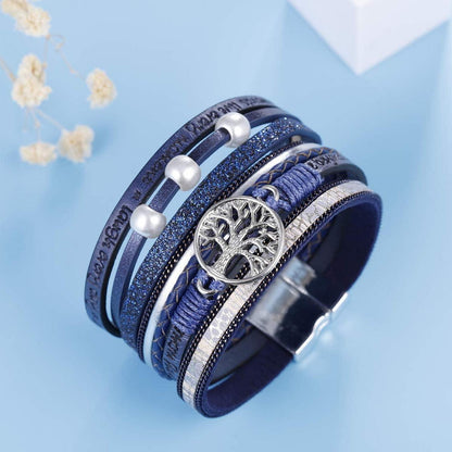 Leder Armband Bohemian Frauen Handmade Blau Armkette