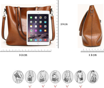 Damen Tote Shopper Handtasche PU-Leder Schultertasche Schwarz Coolives