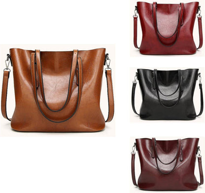 Damen Tote Schultertasche PU-Leder Schwarz Umhängetasche