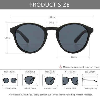 Damen Retro Sonnenbrille Polarisiert TR90 Vintage Round Style UV400 Schutz