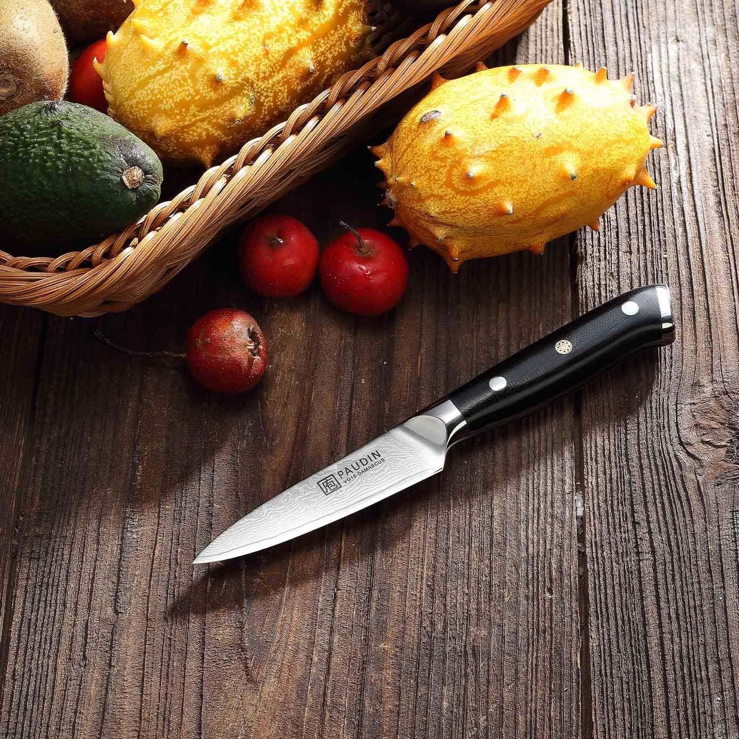 PAUDIN Damast Schälmesser 9cm VG10 Obst Gemüsemesser Japan Küchenmesser