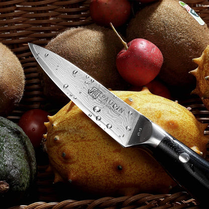 PAUDIN Damast Schälmesser 9 cm - Japanisches VG10 Küchenmesser Obstmesser