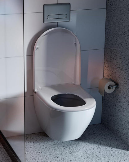 Toilettendeckel mit Absenkautomatik D-Form weiß Antibakteriell & Quick-Release