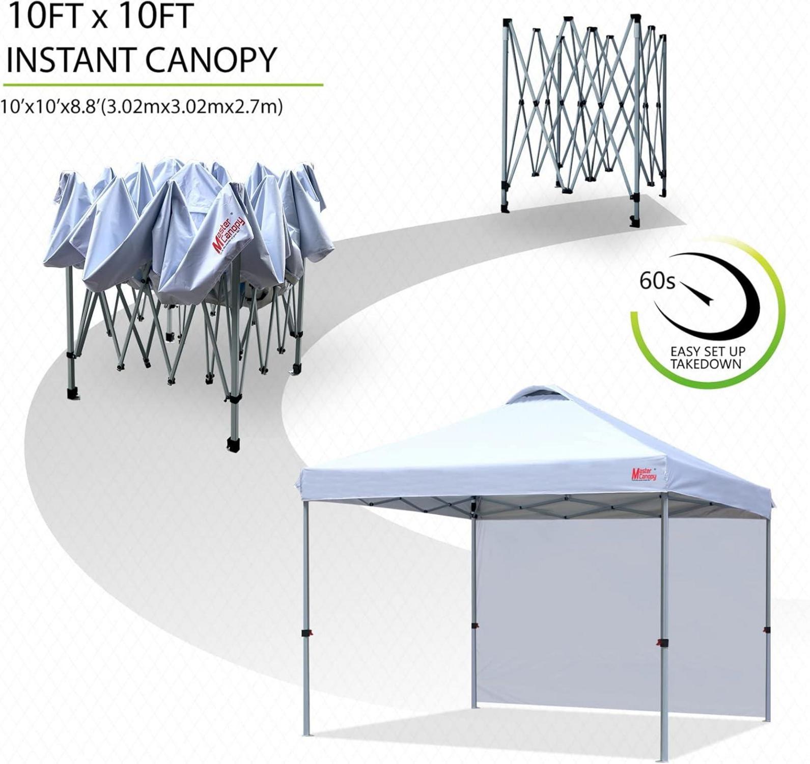 Pop up Pavillon 3x3m Faltpavillon mit Seitenwand Weiß - Markt Garten Partyzelt
