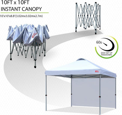 Pop up Pavillon 3x3m Faltpavillon mit Seitenwand Weiß - Markt Garten Partyzelt