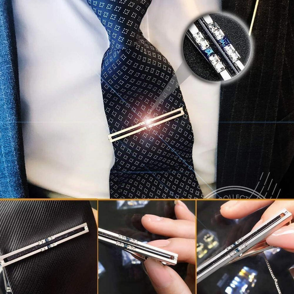 Galaxy Manschettenknöpfe & Krawattenklammer Set für Herren