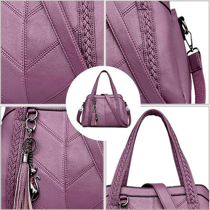 Coolives Damen Schultertasche aus PU-Leder - Hochwertige Umhängetasche in klassischem Stil