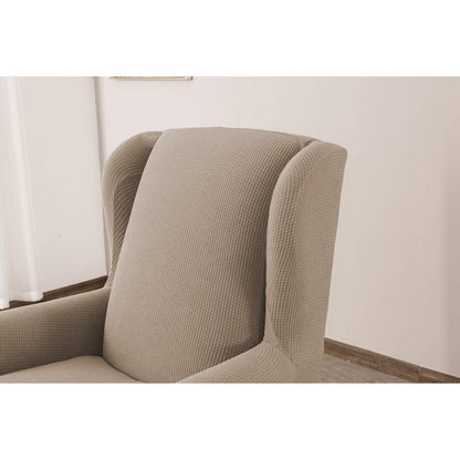 Ohrensesselüberzug 2-teilig Jacquard – Sandfarben