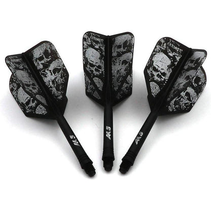 Personalisierte Dart Schäfte & Flights Set – Schwarz Schädel S