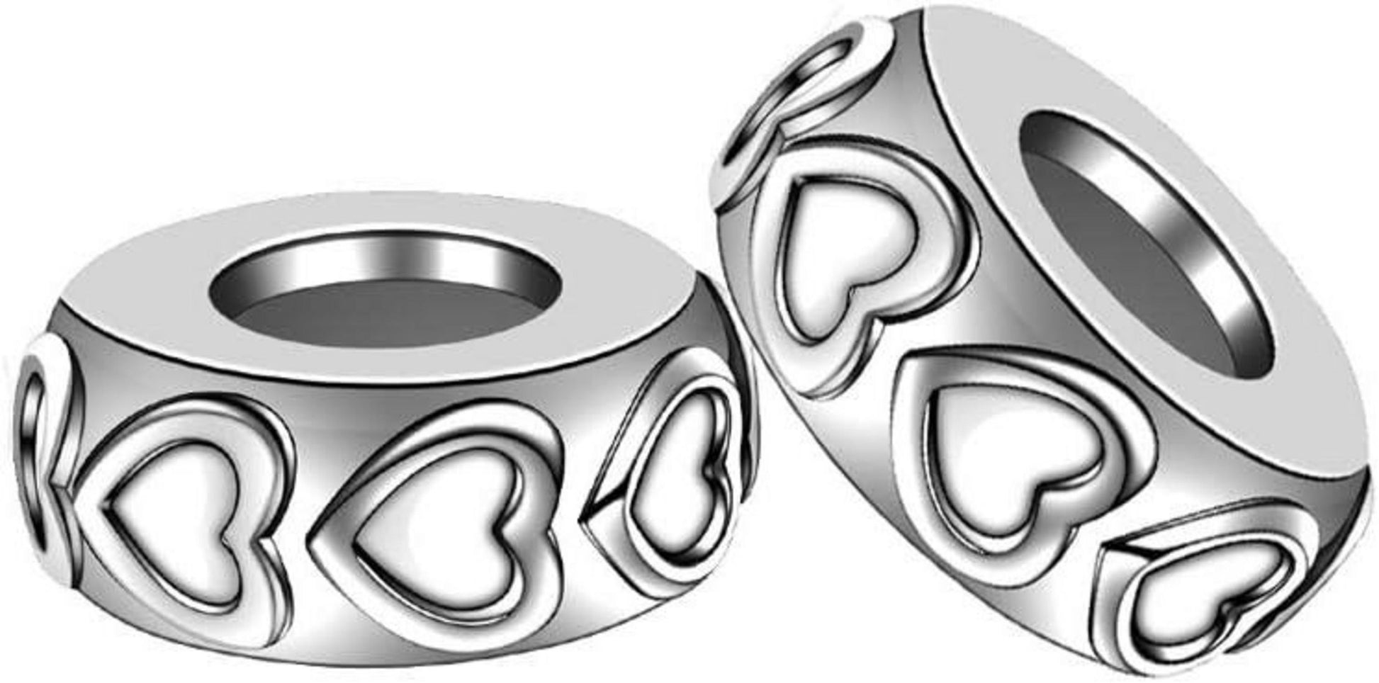 2er-Pack 925 Sterling Silber Gummi Stopper Perlen Charm Bead - DIY Armband Zubehör