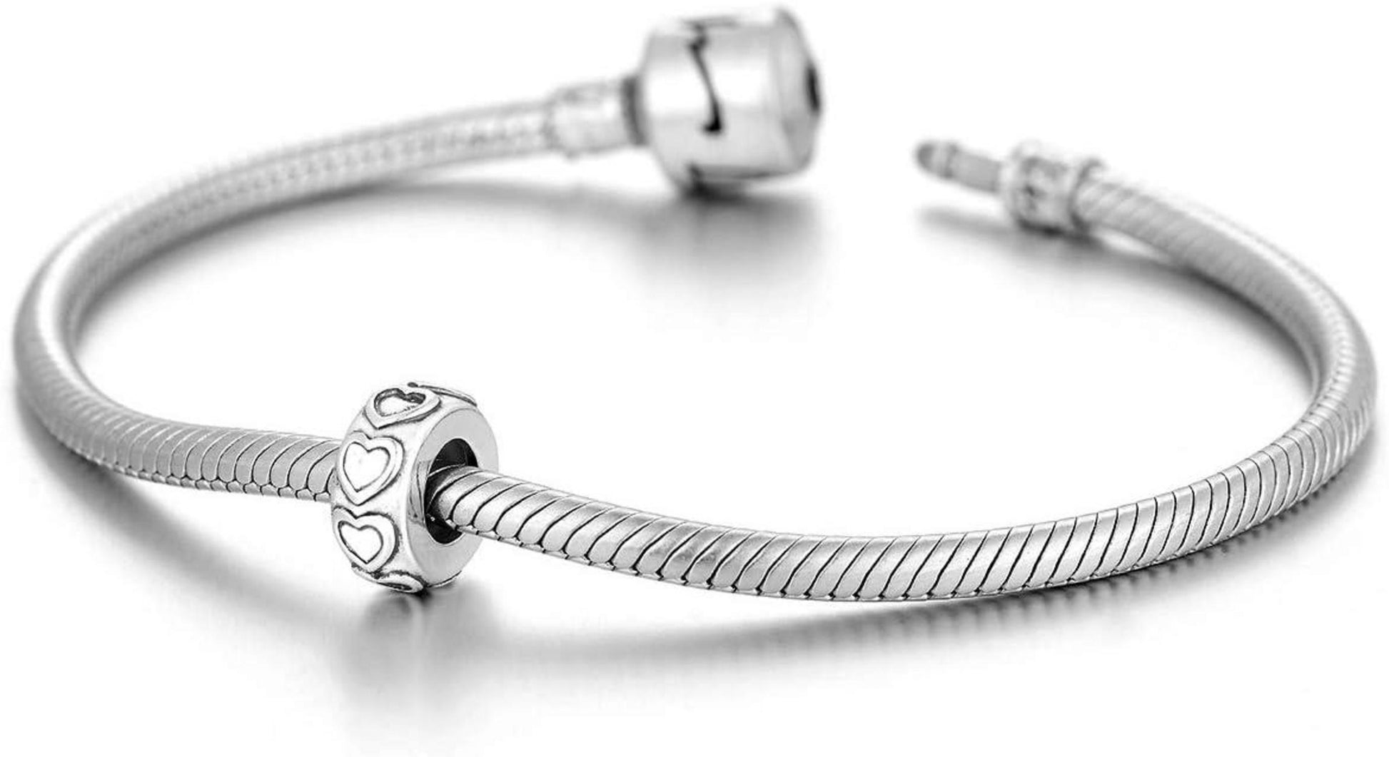 925 Sterling Silber Spacer Perlen Stopper Bead Charm Set für Damen Armbänder