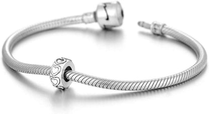 925 Sterling Silber Spacer Perlen Stopper Bead Charm Set für Damen Armbänder