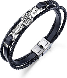 Geflochtenes Schwarzes Lederarmband für Herren Elegantes
