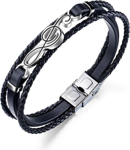 Geflochtenes Schwarzes Lederarmband für Herren Elegantes