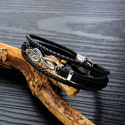 Geflochtenes Schwarzes Lederarmband für Herren Elegantes
