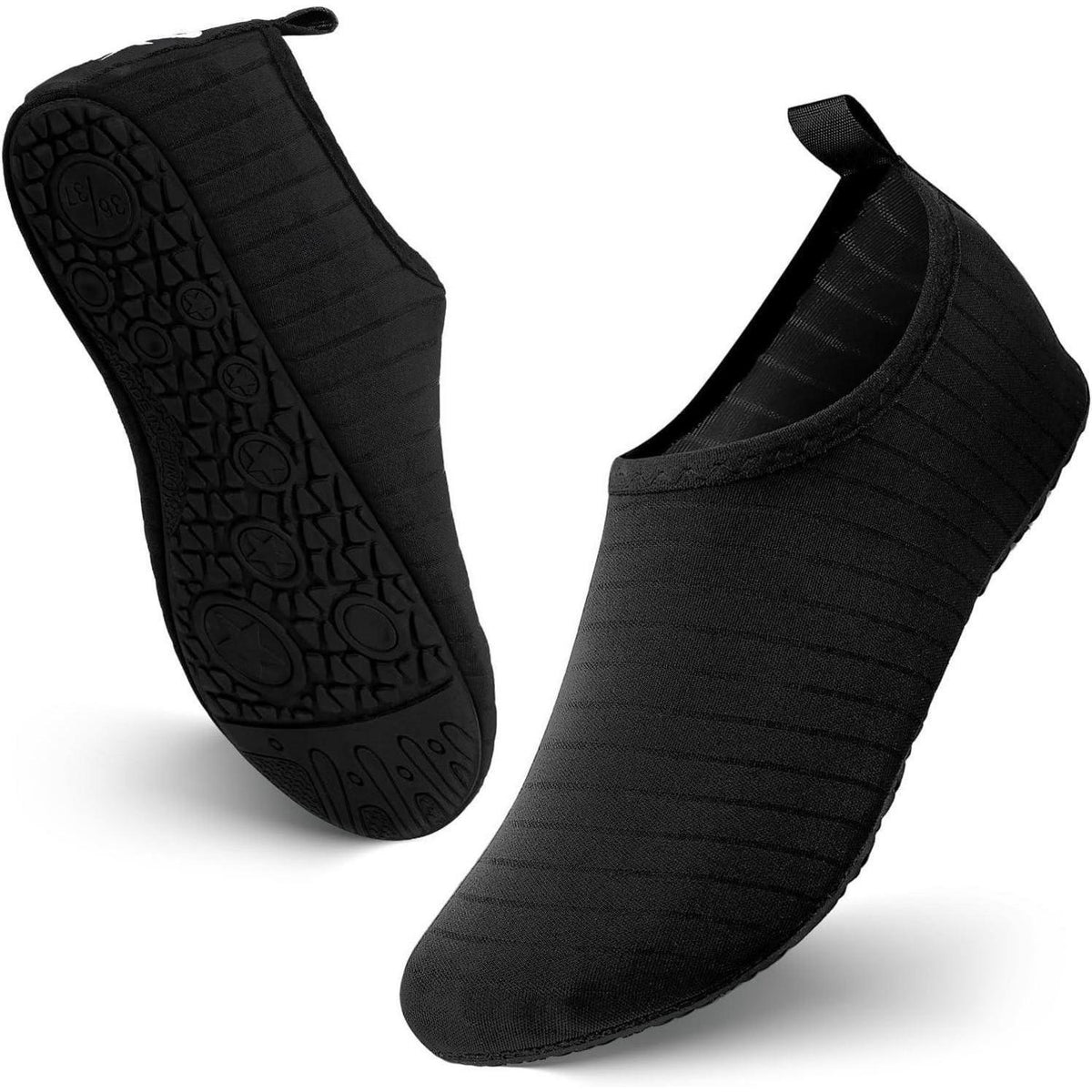 Wasserschuhe Unisex Schnelltrocknend mit Rutschfester Sohle Schwarz