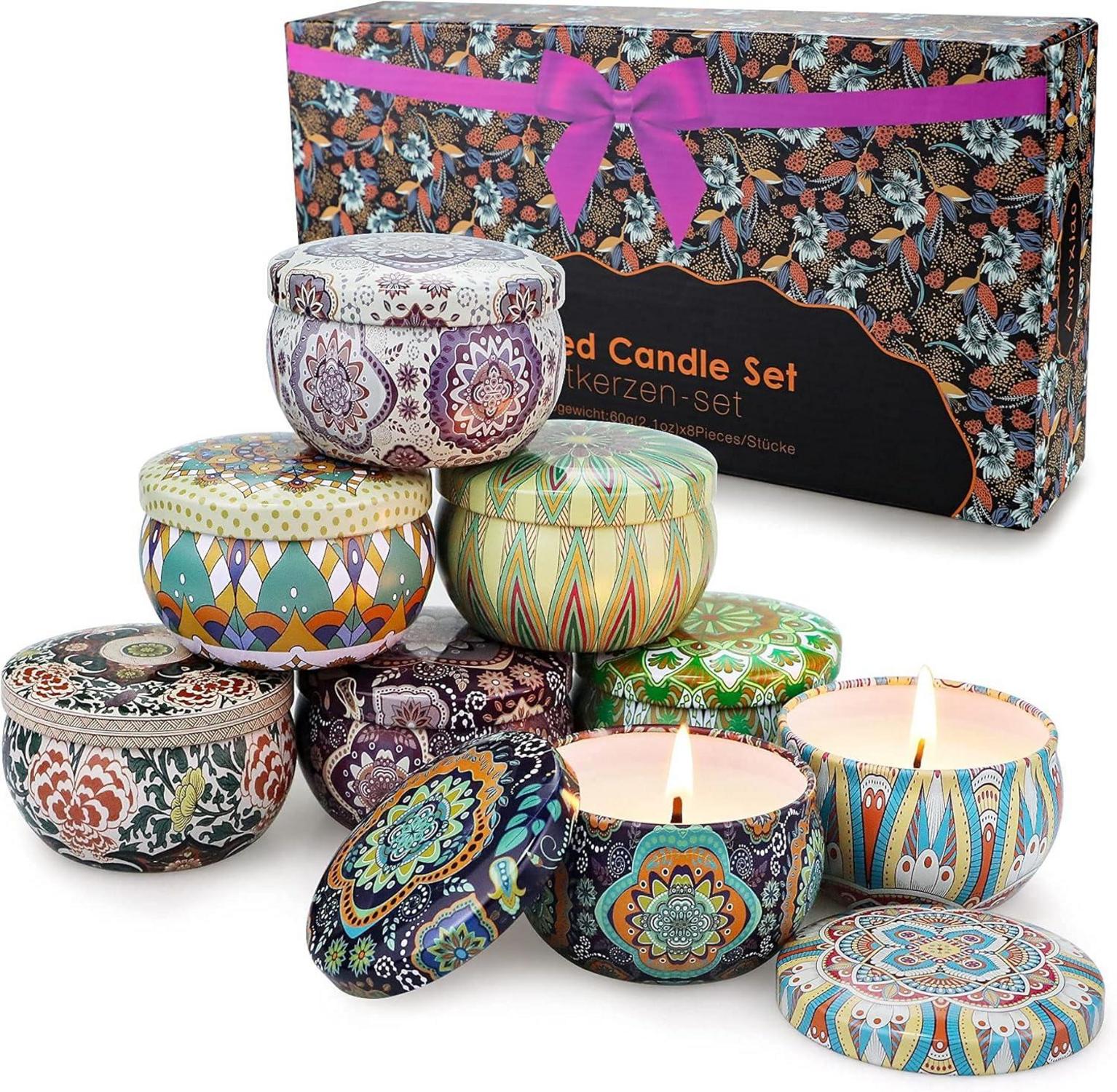 Duftkerzen Geschenkset für Frauen 8er Pack Sojawachs Aromatherapie