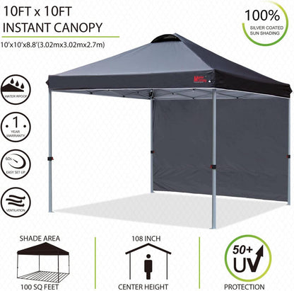 Pop up Pavillon 3x3m mit Seitenwand schwarz