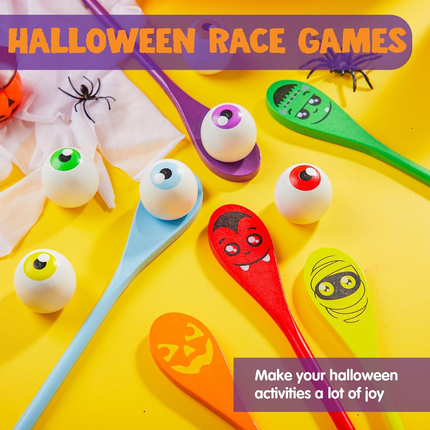 Halloween Ei Löffel Rennspielset 6 Augäpfel Erwachsene Kinder Outdoor