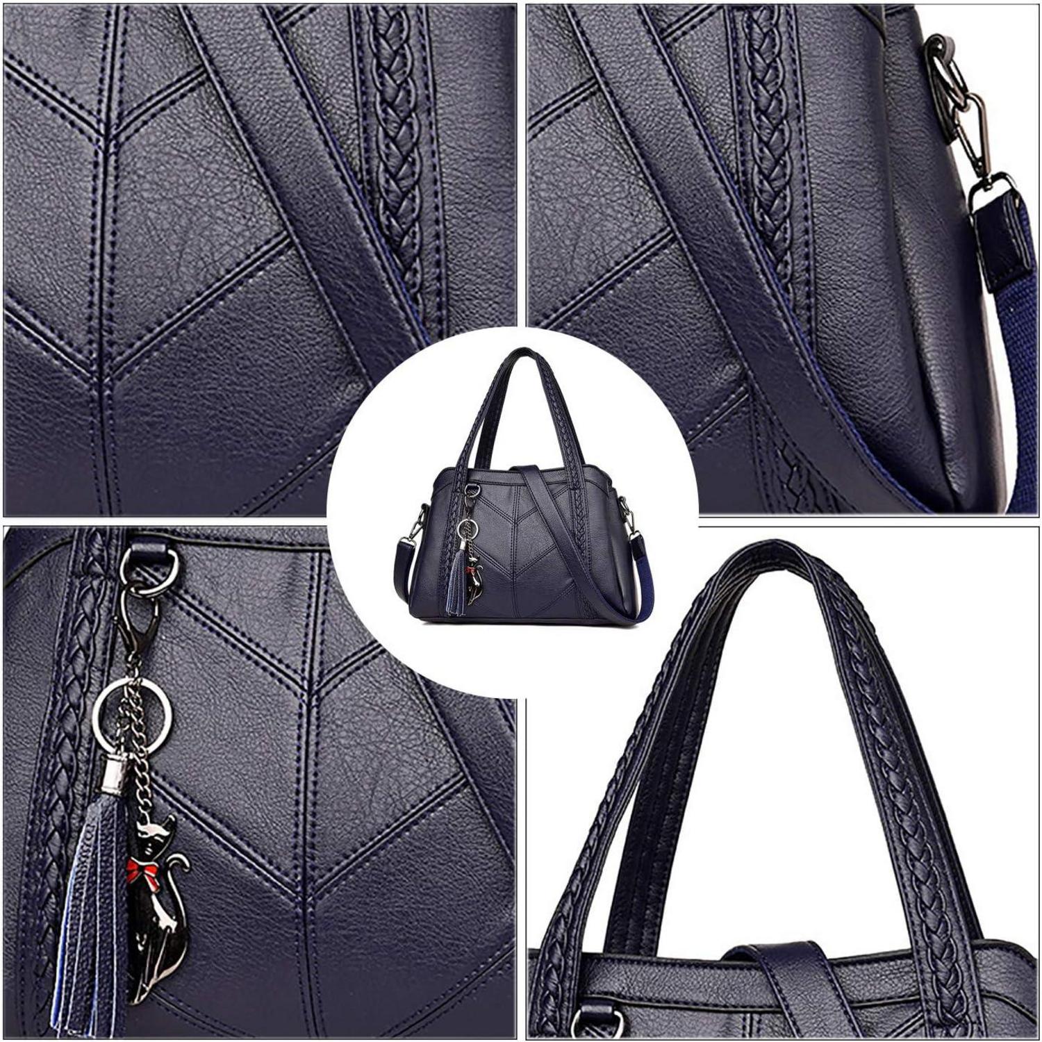 Damen Hobo Schultertasche aus PU-Leder mit Schultergurt, Umhängetasche & Handtasche