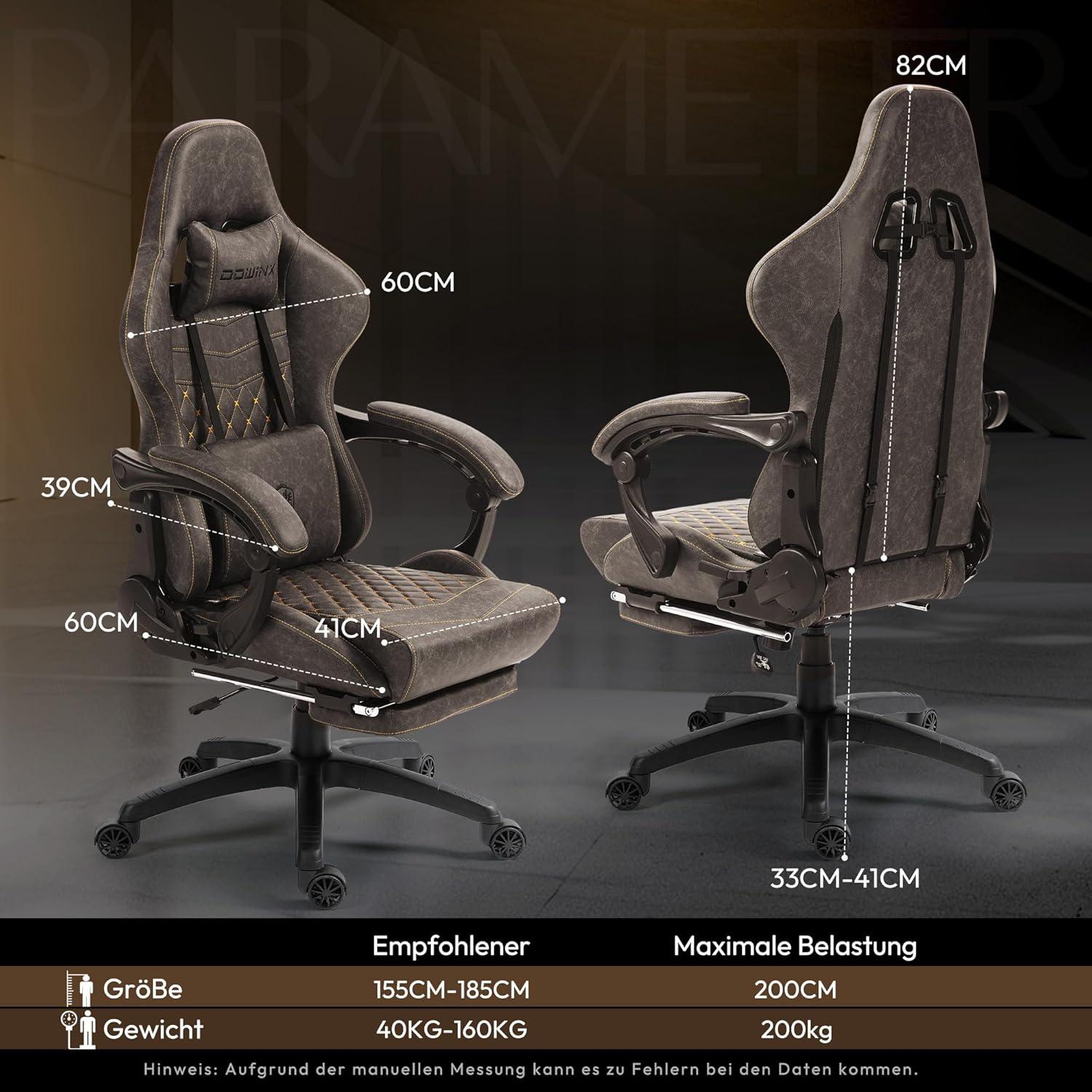 Ergonomischer Gaming Stuhl mit Massage Lendenwirbelstütze, Racing Stil