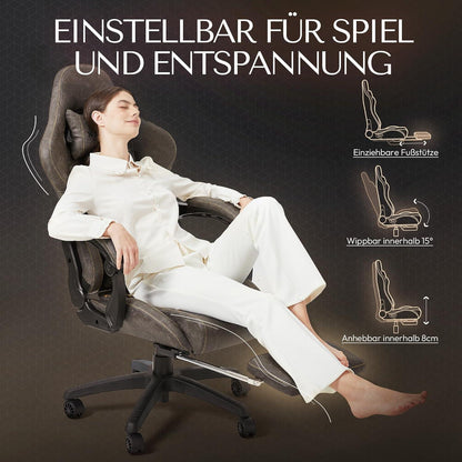 Dowinx Gaming Stuhl Bürostuhl mit Massage Lendenwirbelstütze Braun