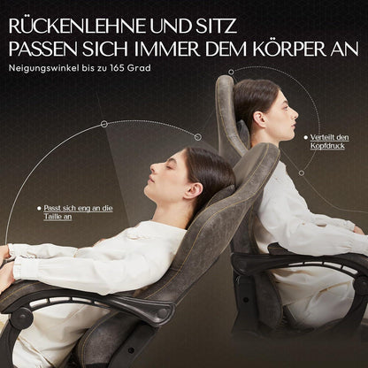 Ergonomischer Gaming PC Stuhl mit Massage Lendenstütze Fußstütze