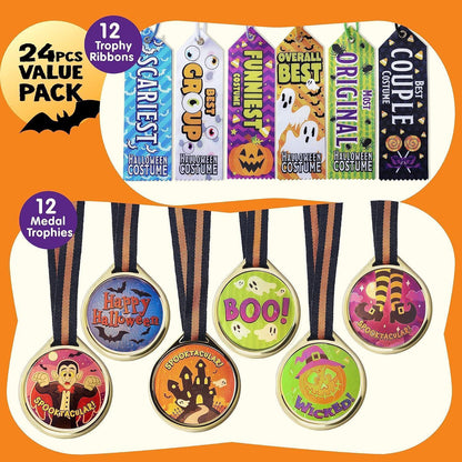 Halloween Medaillentrophäen und Trophäenbänder Set für