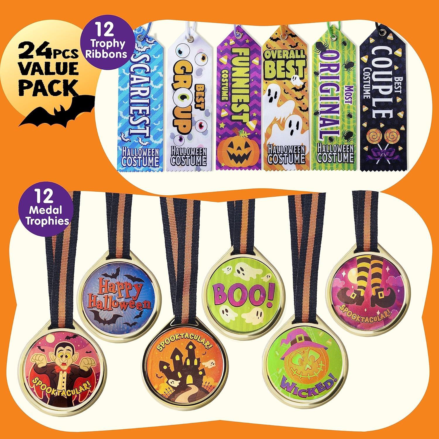 Halloween Medaillentrophäen und Trophäenbänder Set für