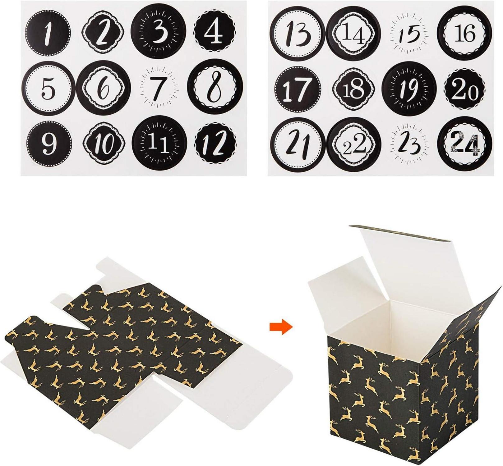 Adventskalender zum Befüllen 24 Boxen Schwarz