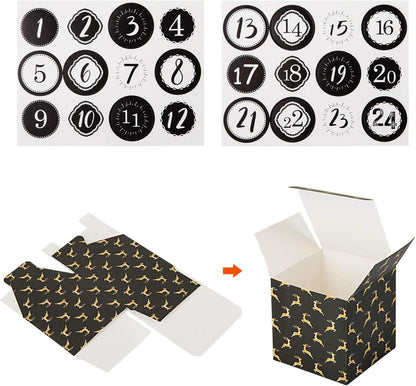 Adventskalender zum Befüllen 24 Boxen Schwarz