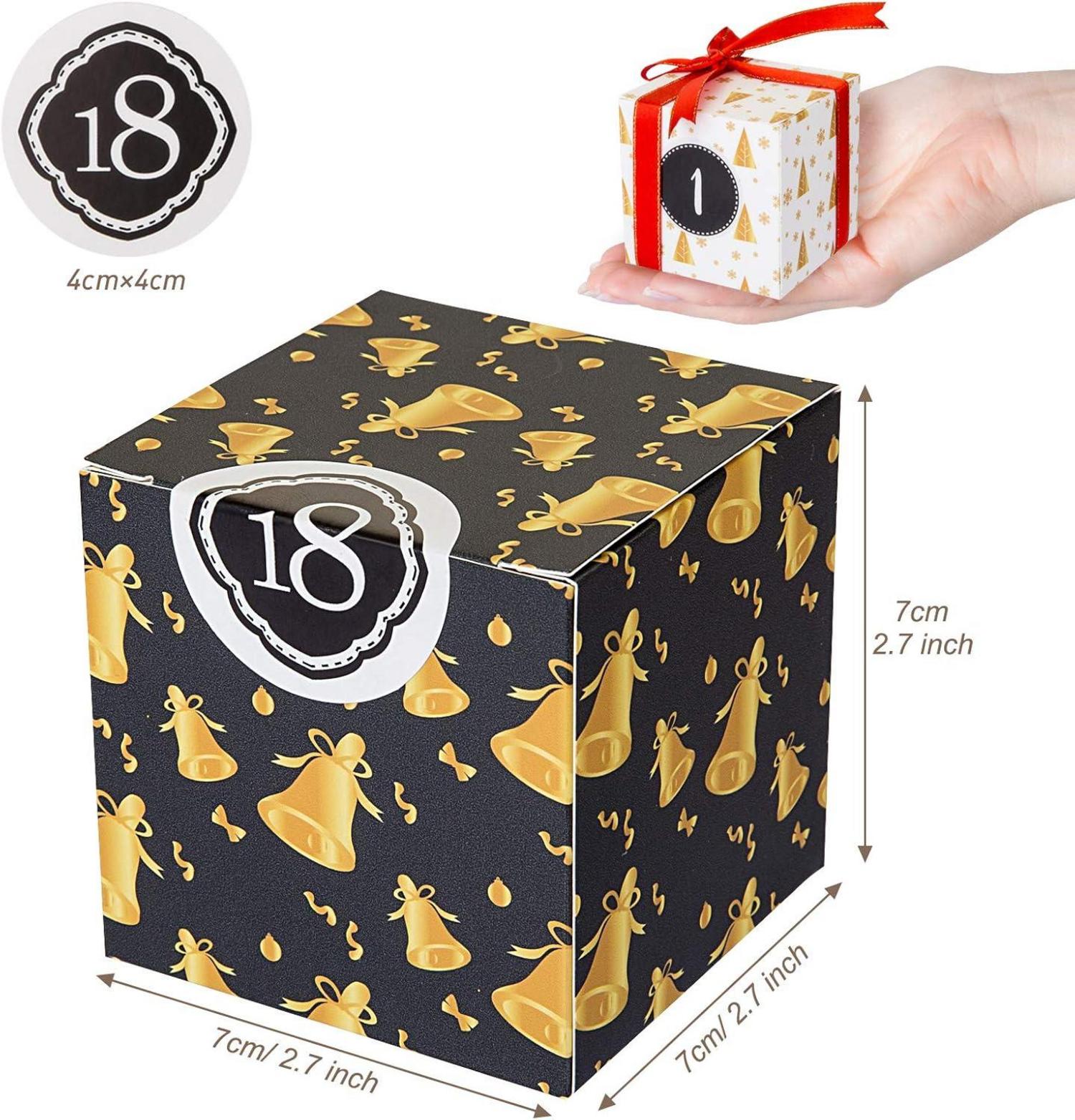 Adventskalender Boxen zum Befüllen 24 Weihnachten Schwarz Weiß Gold