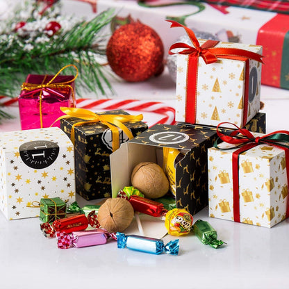 Adventskalender Boxen 24 Schachteln Weihnachten Deko Schwarz Weiß Hingucker