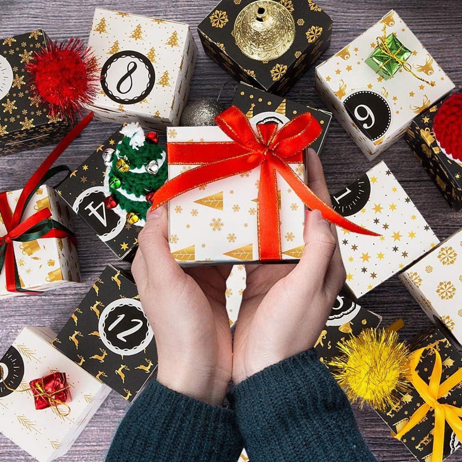 Adventskalender zum Befüllen Schachteln 24 Boxen Weihnachten Schwarz
