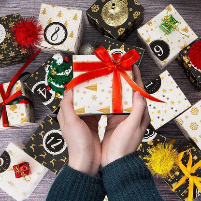 Adventskalender zum Befüllen Schachteln 24 Boxen Weihnachten Schwarz