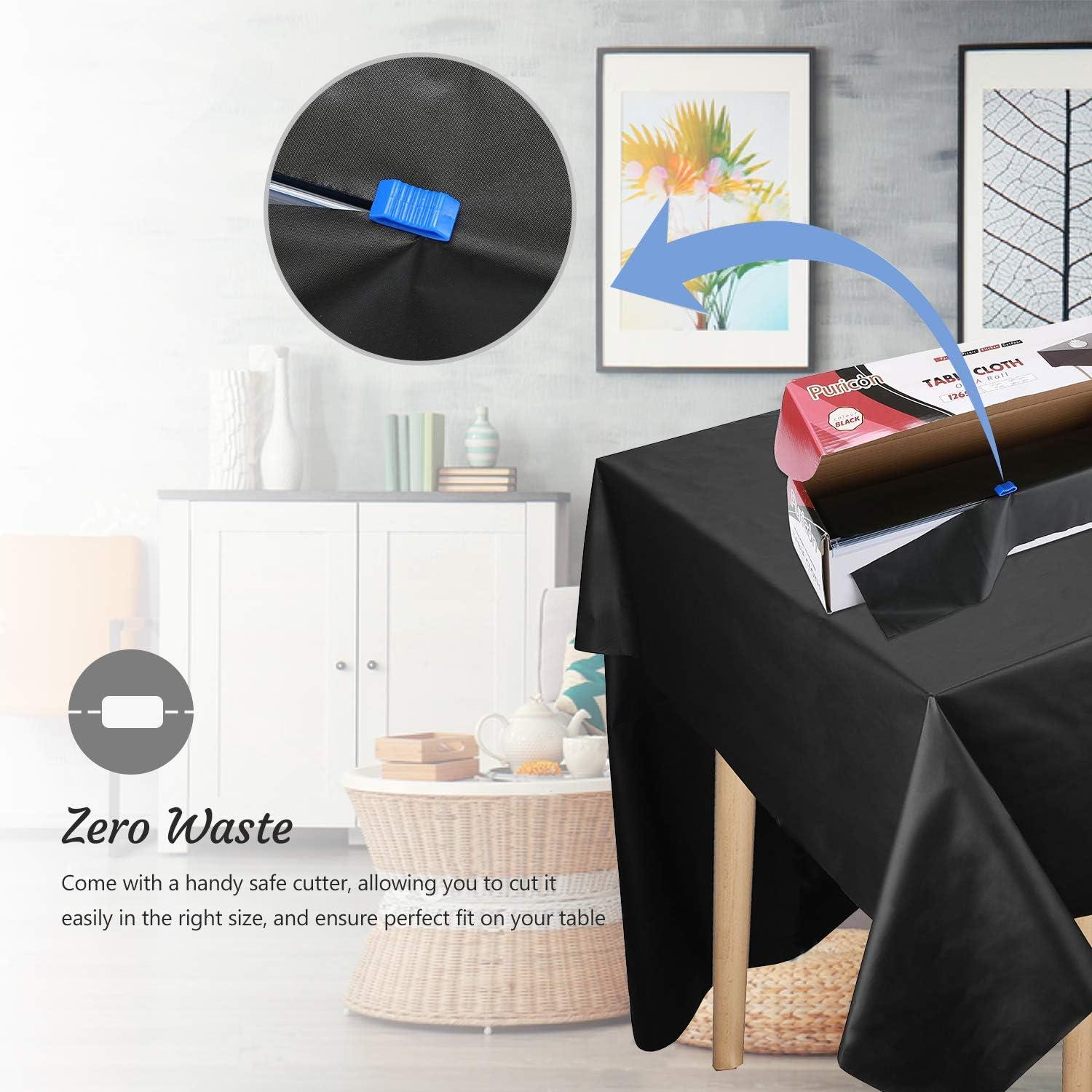 Wasserdichte Einweg Tischdecke Rolle 137x274cm 12er Set Schwarz