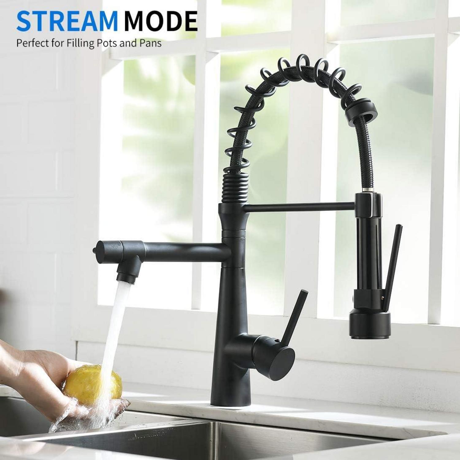 Schwarzer Wasserhahn für Küche - 360° schwenkbar mit
