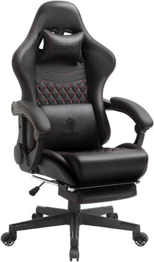 Gaming Stuhl Bürostuhl mit Massage Lendenwirbelstütze und Fußstütze
