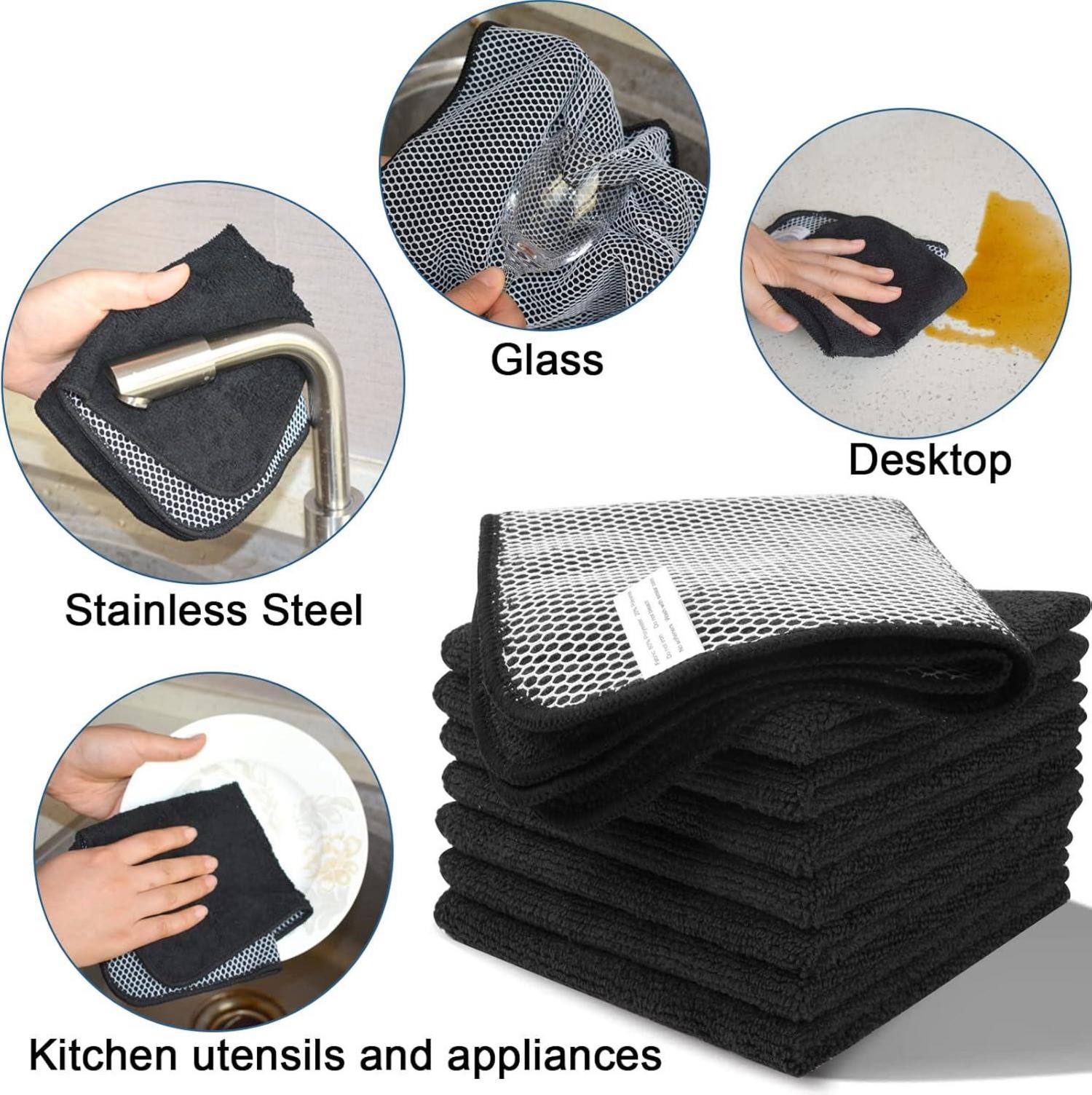 Microfaser Spültücher Spüllappen Schwarz 8er Pack 30x30cm