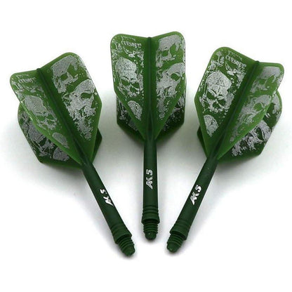 Personalisierte Dart Schäfte & Flights Set – Grün Schädel S