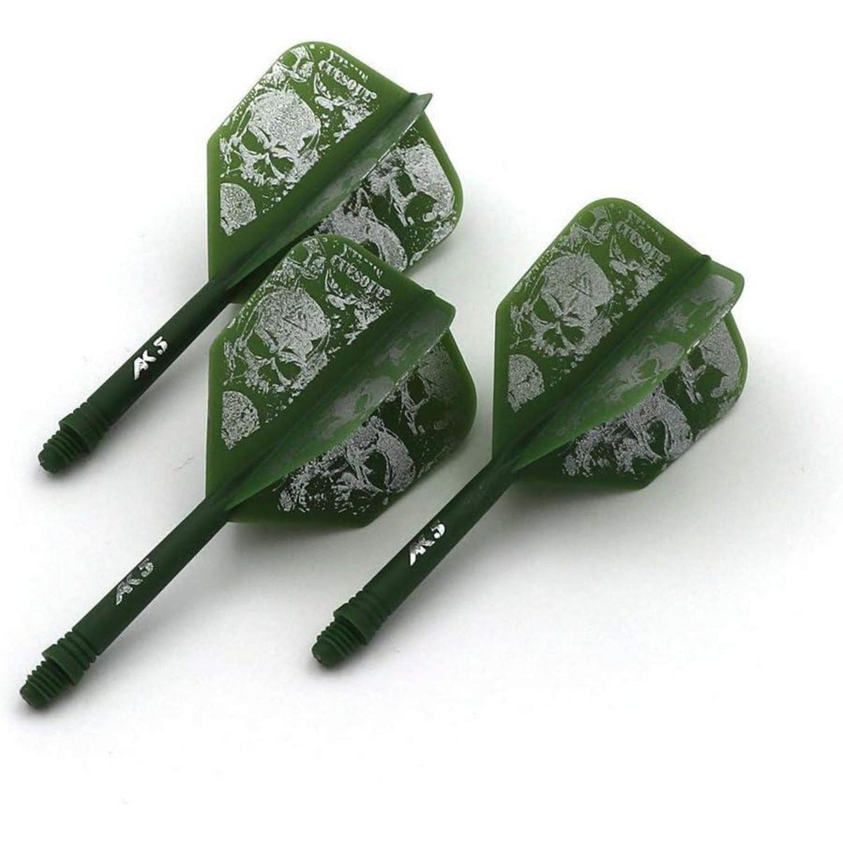 Personalisierte Dart Schäfte & Flights Set – Grün Schädel S