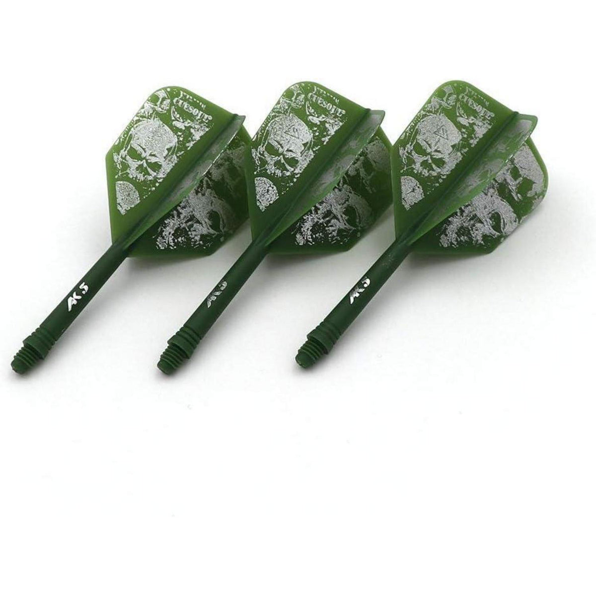 Personalisierte Dart Schäfte & Flights Set – Grün Schädel S