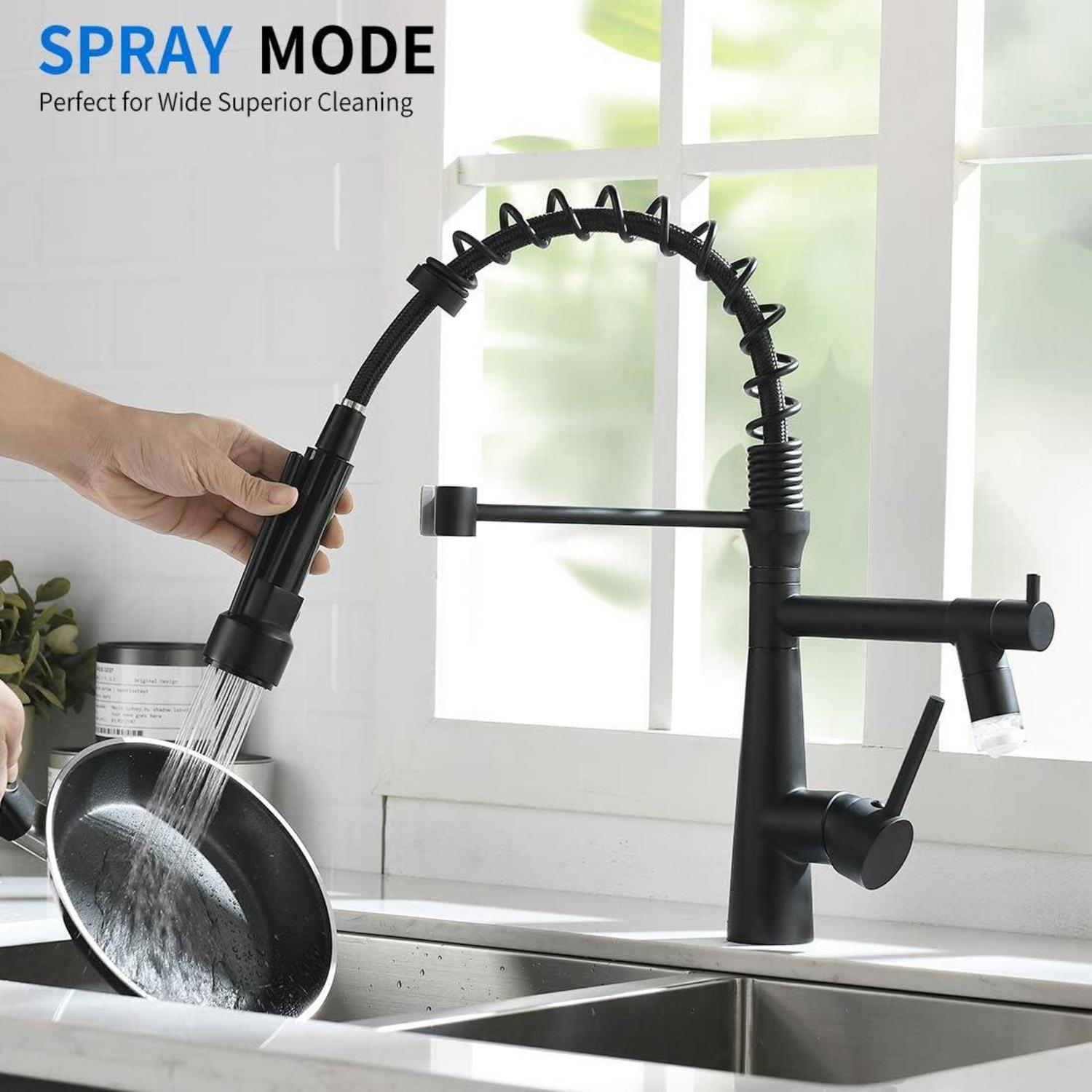 LED Wasserhahn Küche Schwarz 360° schwenkbar Ausziehbare Brause